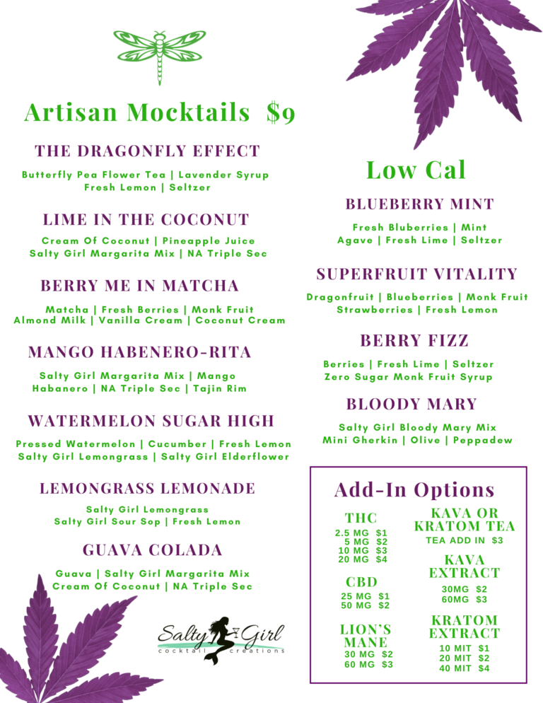 Dragonfly Lounge mocktails and low-cal menu